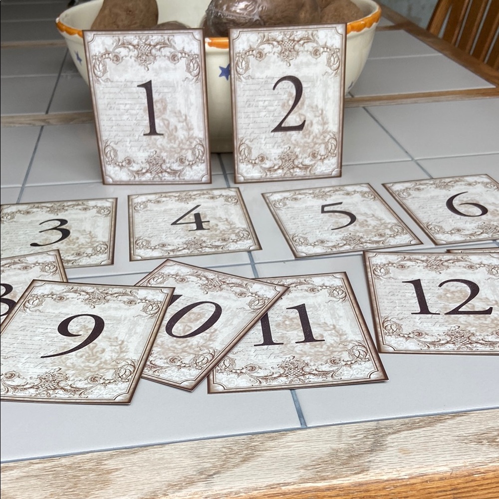 Vintage Style Number Cards